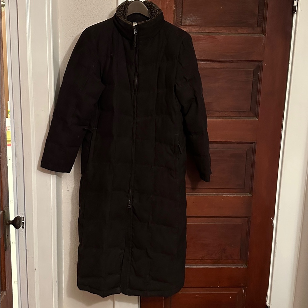 LL Bean Goosedown Maxi Brown Parka Medium Petite